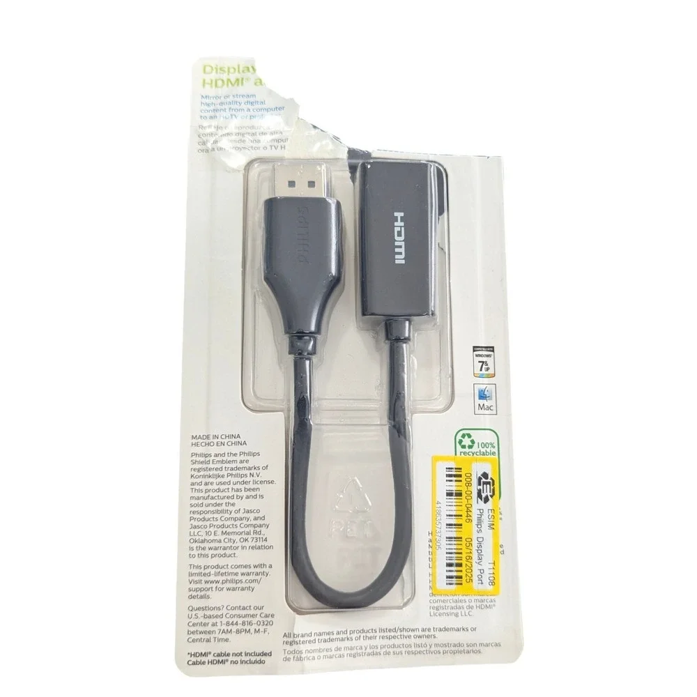 Z2U Philips Display Port to HDMI‎ Adapter In Black